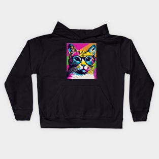 Cat With Glasses Kids Hoodie